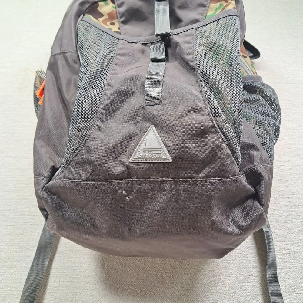 LL Bean Backpack Duck Camo Hunter Orange Pack Original Bookbag Daypack